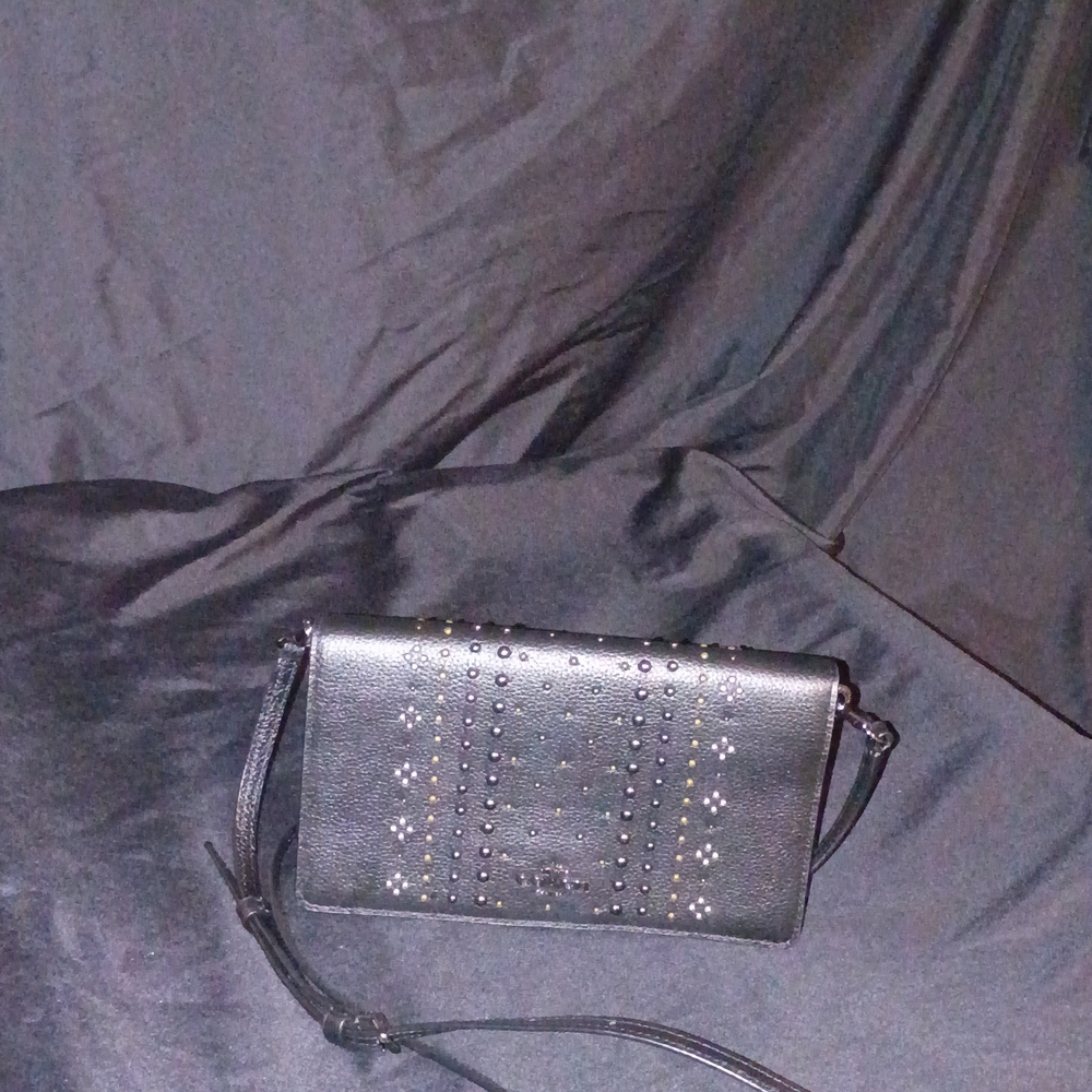 Coach Black Studded Clutch